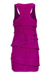 Current Boutique-Shoshanna - Magenta Textured Tiered Sleeveless Racerback Silk Shift Dress Sz 4