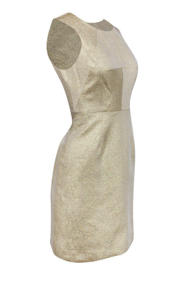 Current Boutique-Shoshanna - Metallic Gold Sheath Dress Sz 2