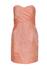 Current Boutique-Shoshanna - Metallic Peach Patterned Strapless Dress Sz 6