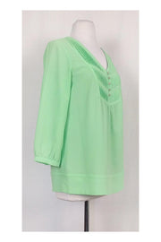 Current Boutique-Shoshanna - Mint Green V-Neck Blouse Sz 2