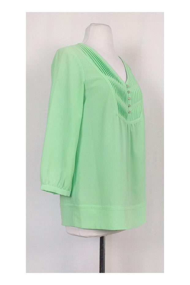 Current Boutique-Shoshanna - Mint Green V-Neck Blouse Sz 2