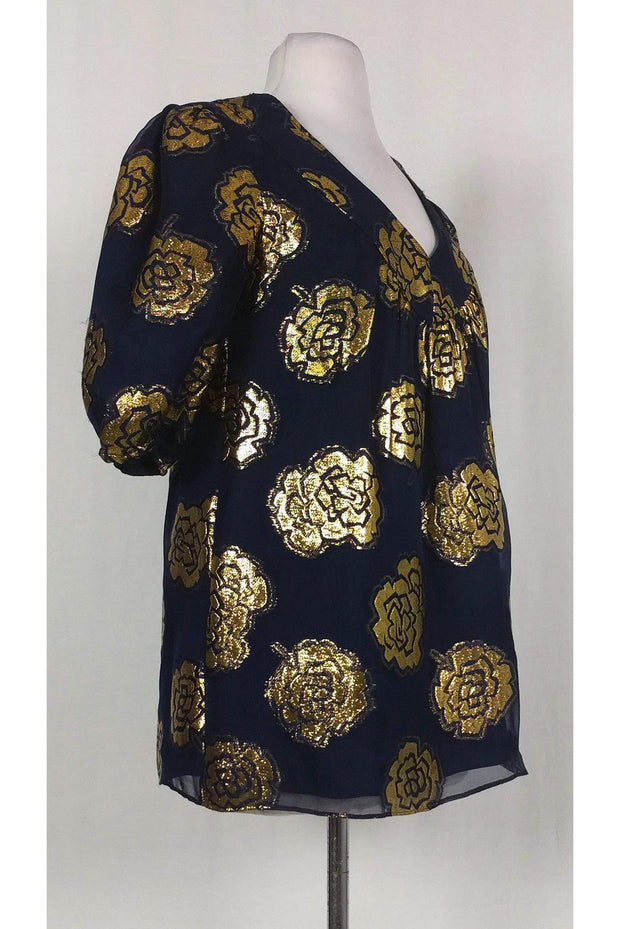 Current Boutique-Shoshanna - Navy & Gold Blouse Sz 6