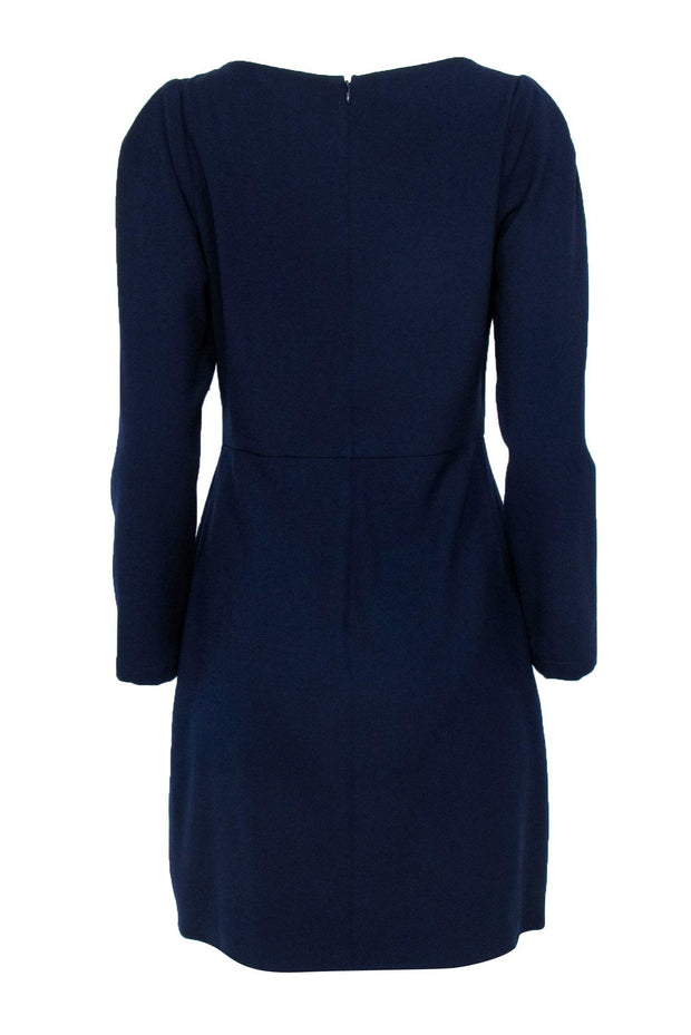 Current Boutique-Shoshanna - Navy Puffed Shoulder Dress w/ Front Gold Buttons Sz 8