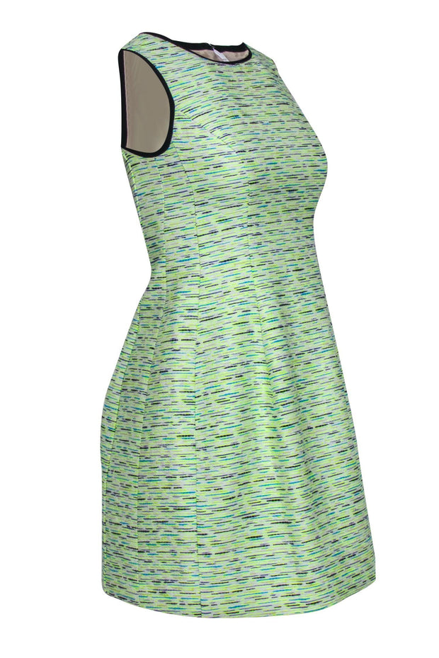 Current Boutique-Shoshanna - Neon Yellow, Teal & Black Tweed Mini Dress Sz 2