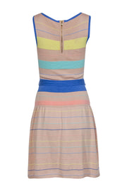 Current Boutique-Shoshanna - Nude & Pastel Knit Stripe Fit & Flare Dress w/ Tie Sz S