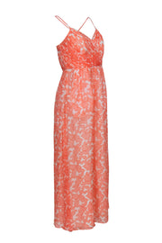 Current Boutique-Shoshanna - Orange & White Printed Silk Maxi Dress w/ Pleating Sz 4