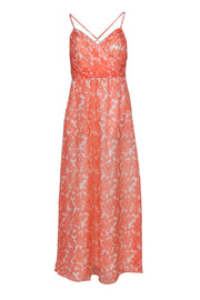 Current Boutique-Shoshanna - Orange & White Printed Silk Maxi Dress w/ Pleating Sz 4