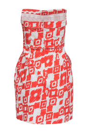 Current Boutique-Shoshanna - Orange & White Printed Strapless Sheath Dress Sz 2