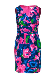 Current Boutique-Shoshanna - Pink & Blue Floral Print Sleeveless Sheath Dress Sz 6