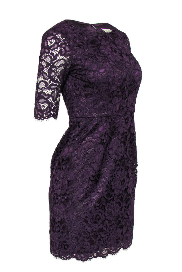 Current Boutique-Shoshanna - Purple Lace Sheath Dress Sz 0