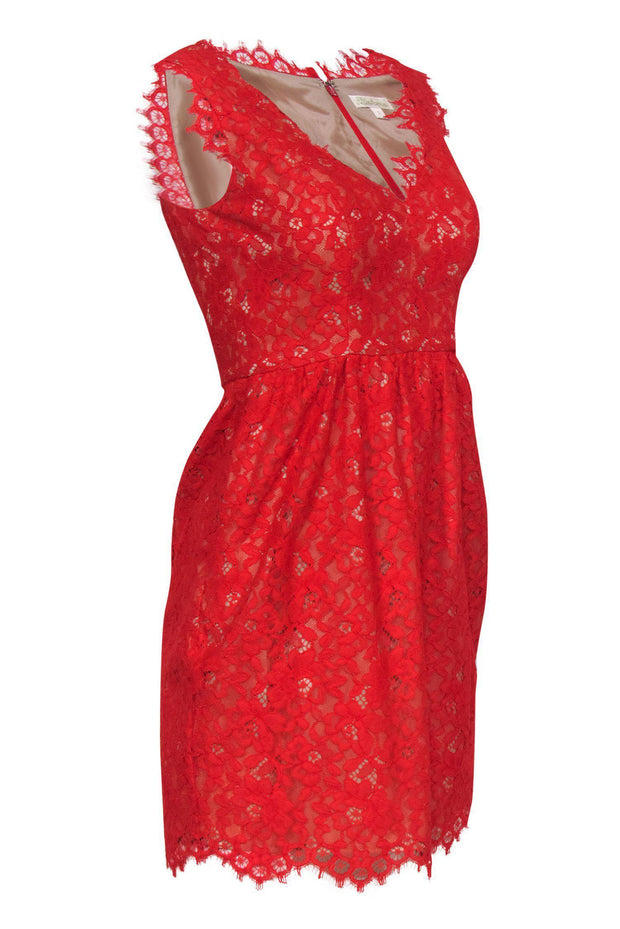 Current Boutique-Shoshanna - Red Lace Plunge A-Line Sz 2