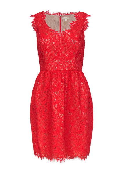 Current Boutique-Shoshanna - Red Lace Sleeveless A-Line Dress Sz 12