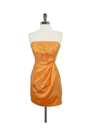 Current Boutique-Shoshanna - Strapless Pleat Dress in Orange Sherbert Sz 8