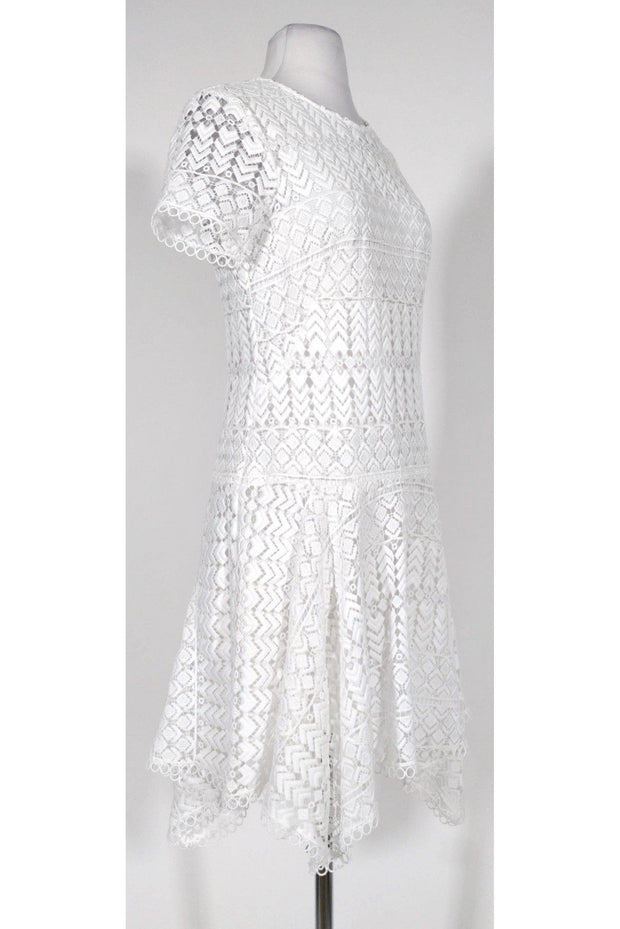 Current Boutique-Shoshanna - White Eyelet Lace Drop Waist Dress Sz 4