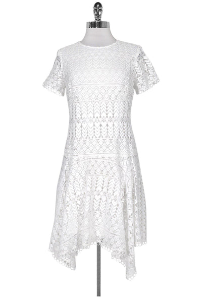 Current Boutique-Shoshanna - White Eyelet Lace Drop Waist Dress Sz 4