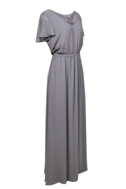 Current Boutique-Show Me Your Mumu - Light Grey Flutter Sleeve Maxi Dress Sz M