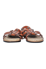 Current Boutique-Sigerson Morrison - Brown Strappy Espadrille Sandals w/ Silver Studs Sz 6