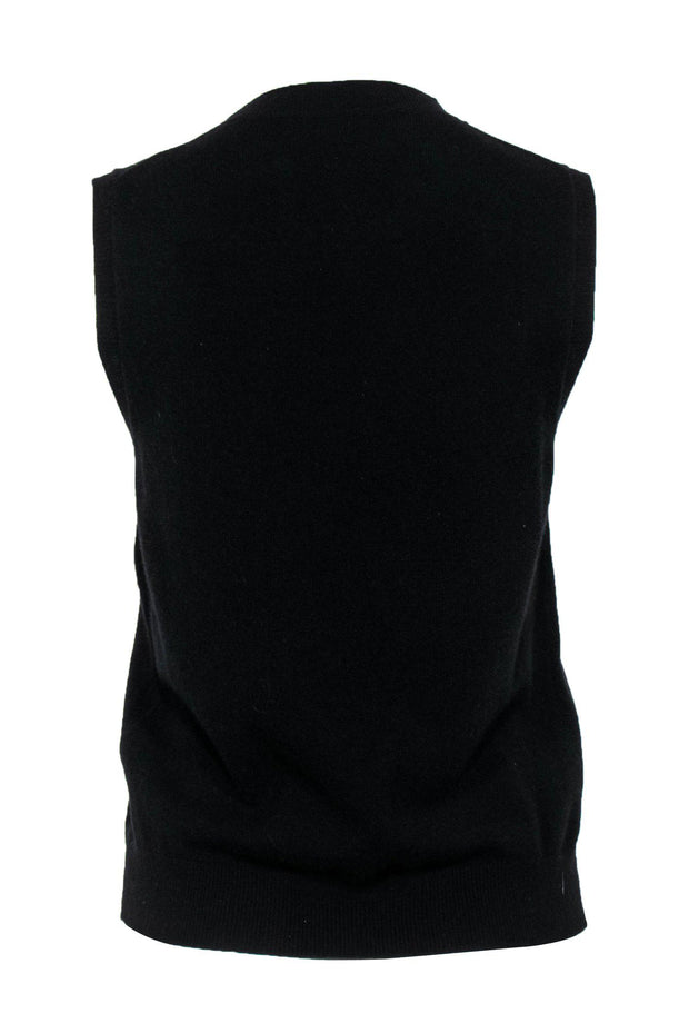 Current Boutique-Skull Cashmere - Black Cashmere Sleeveless Skull Print Sweater Sz M