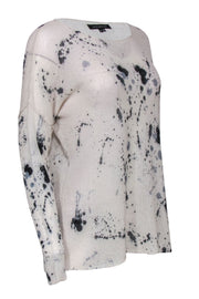 Current Boutique-Skull Cashmere - Cream, Grey & Black Paint Splatter Print Sweater Sz M