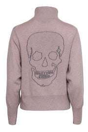 Current Boutique-Skull Cashmere - Light Mauve Cashmere Turtleneck Sweater w/ Back Skull Graphic Sz XS