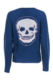 Current Boutique-Skull Cashmere - Navy Lace-Up Cashmere Sweater w/ Skull Print on Back Sz XS