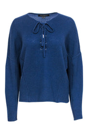 Current Boutique-Skull Cashmere - Navy Lace-Up Cashmere Sweater w/ Skull Print on Back Sz XS