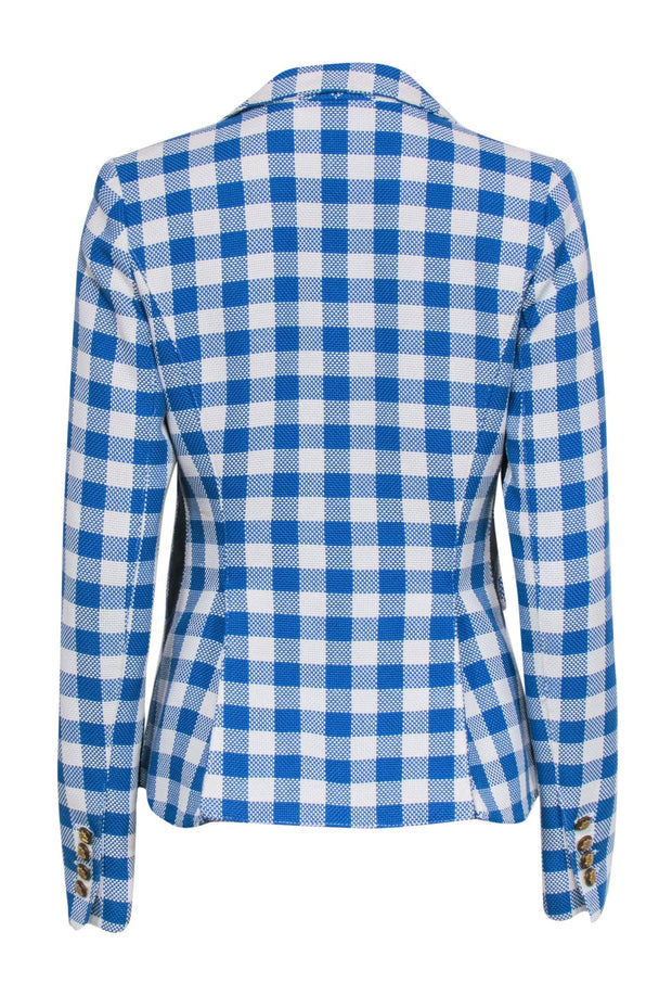 Current Boutique-Smythe - Bright Blue & White Gingham Cotton Blazer Sz 6