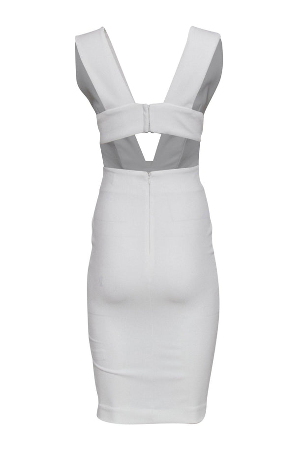 Current Boutique-Solace - White Textured Plunging V-Neck Sleeveless Dress w/ Back Cutout Sz 2