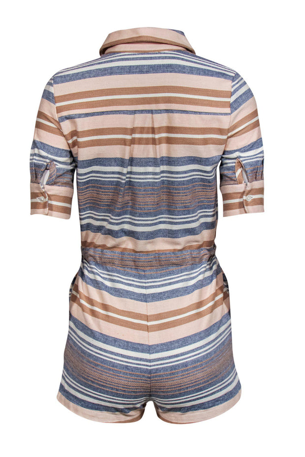 Current Boutique-Solid & Striped - Pink, Blue & White Striped Button-Up Romper Sz XS