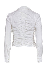 Current Boutique-Sonia Fortuna - White Cotton Blend Ruched Crop Blouse Sz 4