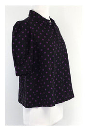 Current Boutique-Sonia Rykiel - Black & Purple Polka Dot Top Sz S