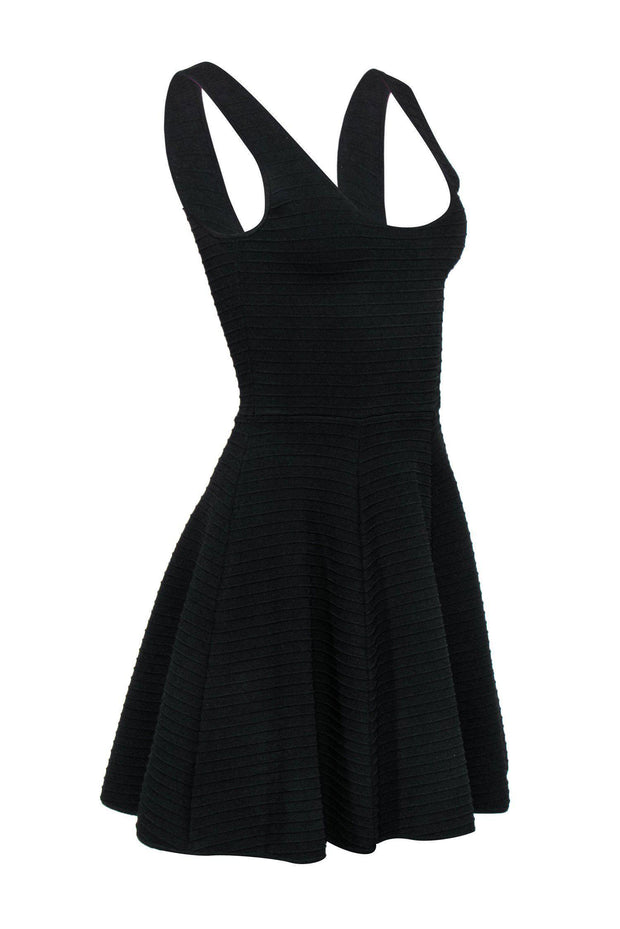 Current Boutique-Sonia by Sonia Rykiel - Black Ribbed A-Line Scoop Neck Dress Sz S