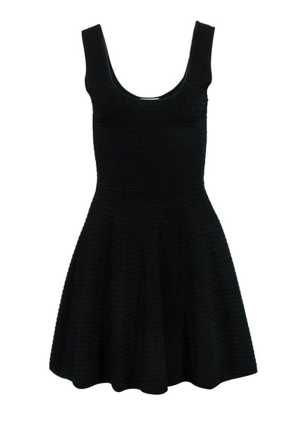 Current Boutique-Sonia by Sonia Rykiel - Black Ribbed A-Line Scoop Neck Dress Sz S