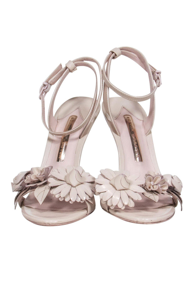 Current Boutique-Sophia Webster - Beige Strappy Pumps w/ Floral Appliques Sz 6.5