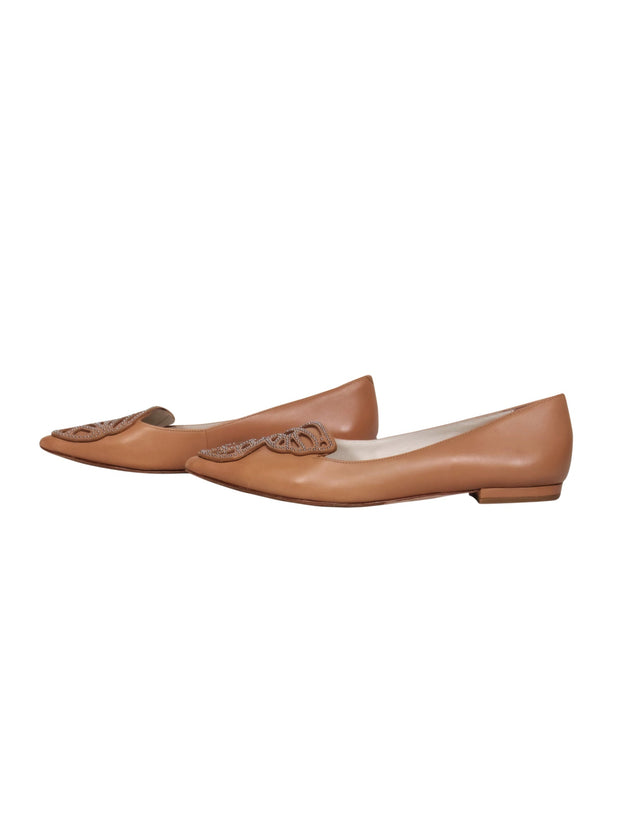 Current Boutique-Sophia Webster - Nude Pointed Toe Flats w/ Silver Studded Butterfly Sz 9