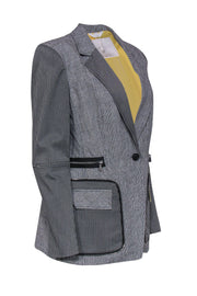 Current Boutique-Sosken Studio - Black & White Herringbone & Striped Blazer Sz L