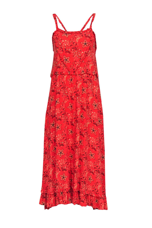 Current Boutique-Spell & The Gypsy - Orange Paisley Print Spaghetti Strap Maxi Dress Sz S