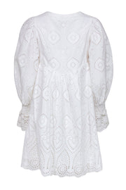 Current Boutique-Spell & The Gypsy - White Eyelet “Dylan Smock” Shift Dress w/ Tassels & Lace Trim Sz S