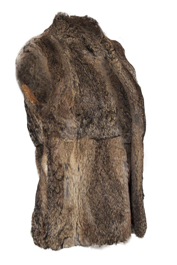 Current Boutique-Split End Ltd. - Brown Rabbit Fur Open Vest Sz M