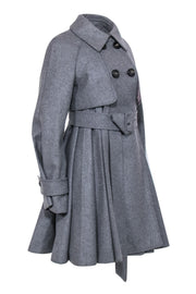 Current Boutique-Sportmax - Gray Wool Blend Pleated Long Trench Coat Sz 8