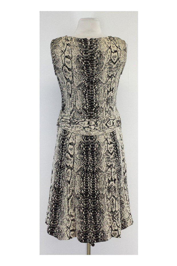 Current Boutique-St. John - Beige & Black Snakeskin Knit Fit & Flare Dress Sz 8