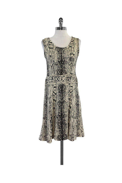 Current Boutique-St. John - Beige & Black Snakeskin Knit Fit & Flare Dress Sz 8