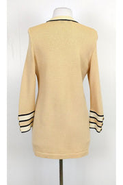 Current Boutique-St. John - Beige & Navy Trim Cardigan Sz P