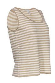 Current Boutique-St. John - Beige & White Striped Knit Tank Sz M