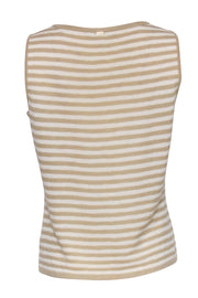 Current Boutique-St. John - Beige & White Striped Knit Tank Sz M