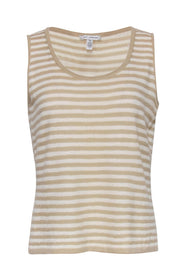 Current Boutique-St. John - Beige & White Striped Knit Tank Sz M