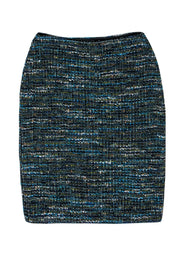 Current Boutique-St. John - Black & Blue Textured Tweed Pencil Skirt Sz 6