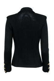 Current Boutique-St. John - Black Knit Blazer w/ Embellished Gold Buttons Sz 4