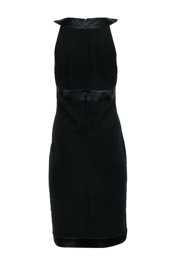 Current Boutique-St. John - Black Knit Dress w/ Halter Neckline & Jeweled Flower Sz 10