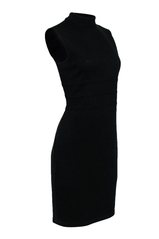 Current Boutique-St. John - Black Knit Sheath Dress w/ Mock Neck Sz 8